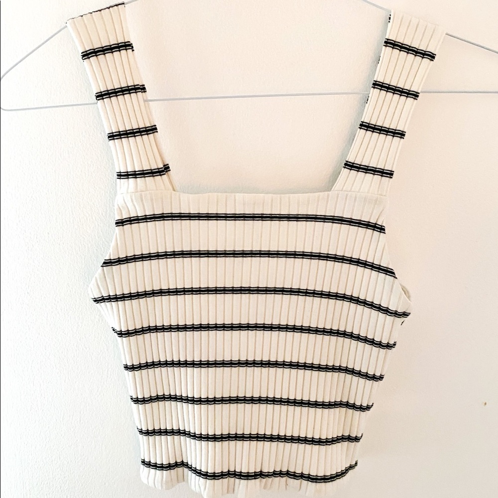 American Eagle Black and White Stripped Tank Top